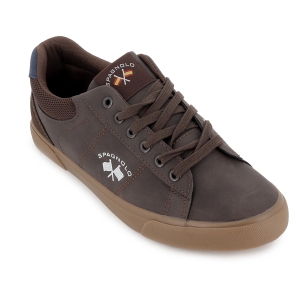 Deportivo cordones diseño collarin plano y flexible hombre marron 2