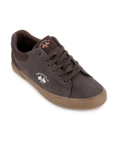 Deportivo cordones diseño collarin plano y flexible hombre marron