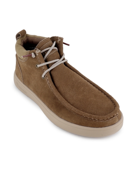 Bota wallabi serraje hidrofugado cordones elasticos hombre camel