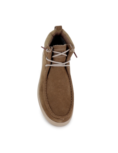 Bota wallabi serraje hidrofugado cordones elasticos hombre camel
