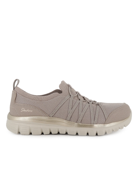 Deportivas comodas cordones elasticos entrelazados mujer taupe