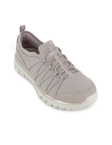 Deportivas comodas cordones elasticos entrelazados mujer taupe