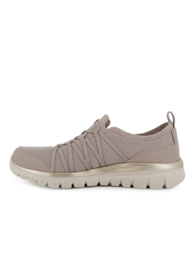 Deportivas comodas cordones elasticos entrelazados mujer taupe