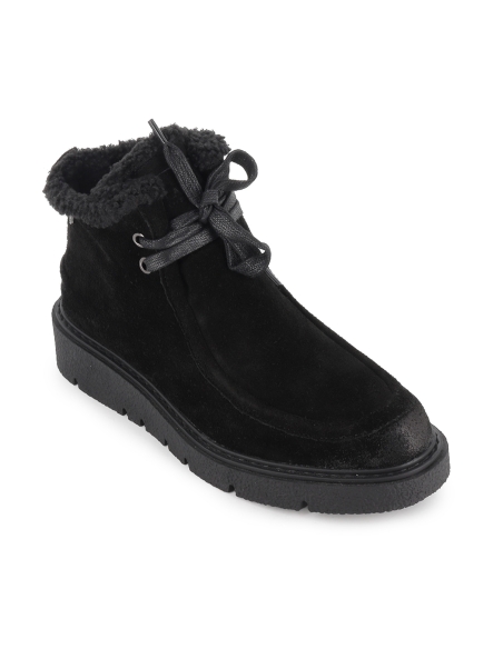 Botin wallabi serraje cordones y cuña mujer negro