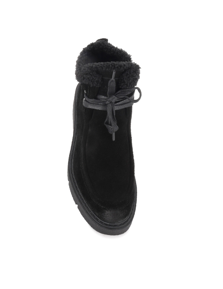 Botin wallabi serraje cordones y cuña mujer negro