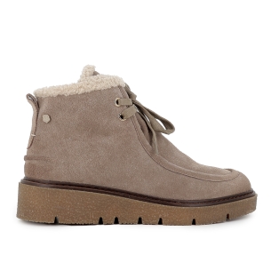 Botin wallabi serraje cordones y cuña mujer taupe