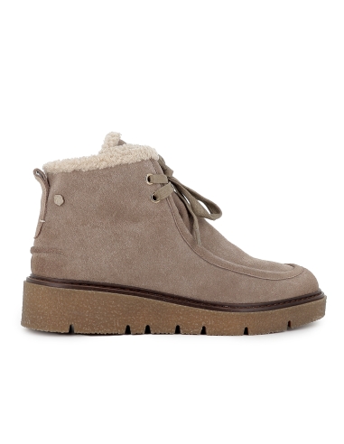 Botin wallabi serraje cordones y cuña mujer taupe