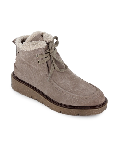 Botin wallabi serraje cordones y cuña mujer taupe