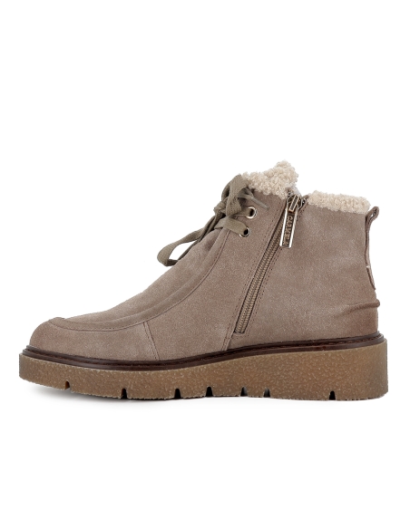 Botin wallabi serraje cordones y cuña mujer taupe