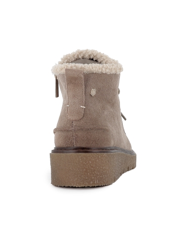 Botin wallabi serraje cordones y cuña mujer taupe