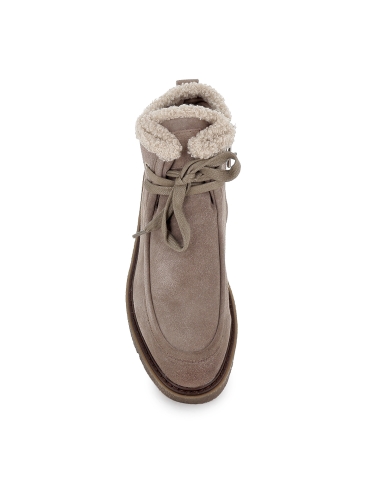 Botin wallabi serraje cordones y cuña mujer taupe