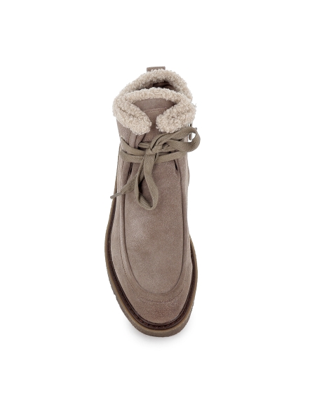 Botin wallabi serraje cordones y cuña mujer taupe