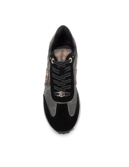 Deportivo nylon combi con cremallera y cordones mujer negro