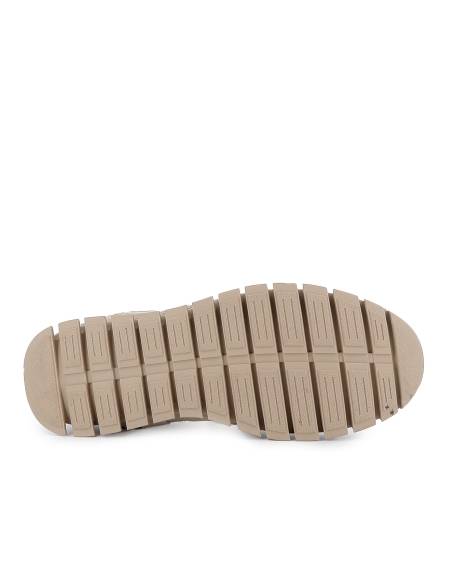 Zapato piel cosido artesanal cordones piso dentado mujer beige