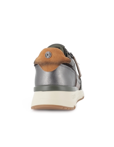 Deportivo nylon combi cuña cremallera y cordones mujer kaki