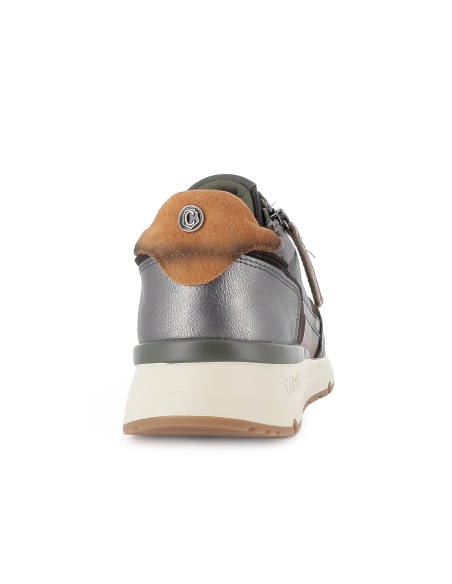 Deportivo nylon combi cuña cremallera y cordones mujer kaki