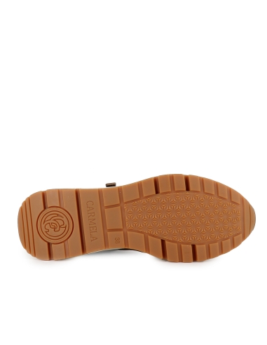 Deportivo nylon combi cuña cremallera y cordones mujer kaki