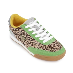 Deportiva piel multicolor y print leopardo mujer verde 2