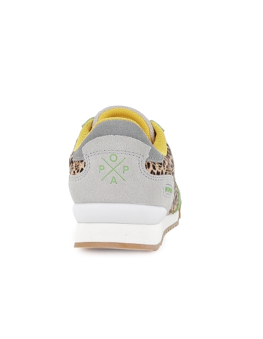 Deportiva piel multicolor y print leopardo mujer verde