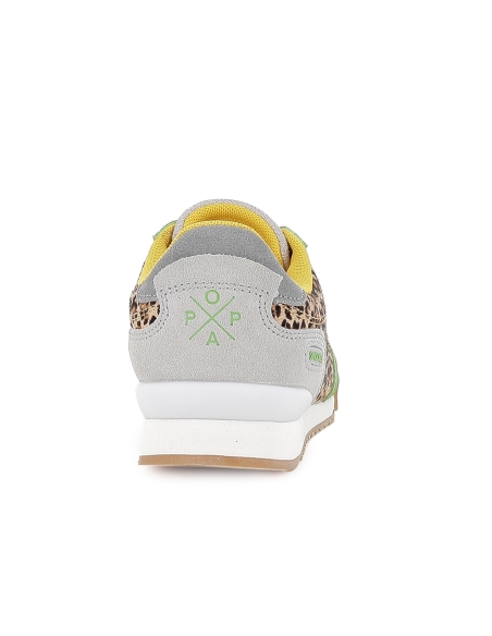 Deportiva piel multicolor y print leopardo mujer verde