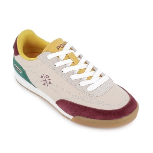 Deportiva nylon y piel serraje multicolor cordones mujer beige 2