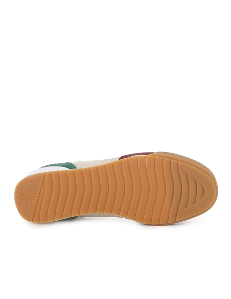 Deportiva nylon y piel serraje multicolor cordones mujer beige