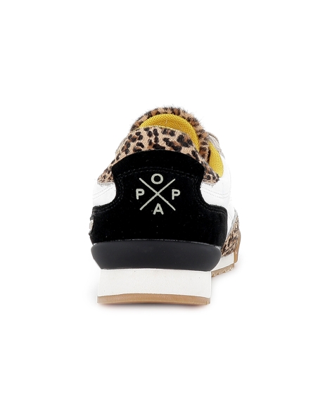 Deportiva nylon y print leopardo cordones mujer blanco