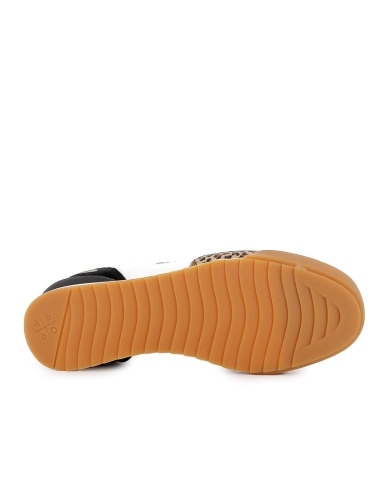 Deportiva nylon y print leopardo cordones mujer blanco