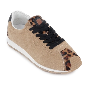 Deportiva serraje y print leopardo punta refuerzo mujer beige 2