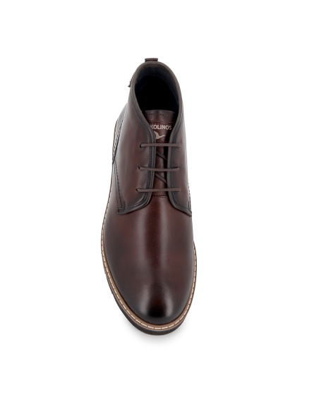 Botin piel con cordones y plantilla acolchada hombre marron