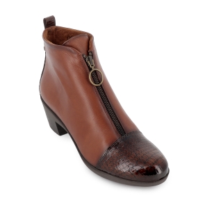 Botin piel detalle print serpiente cremallera tacon mujer cuero 2