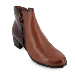 Botin piel y print serpiente tacon bajo cremallera mujer cuero 2