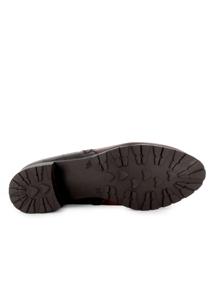 Botin piel y print serpiente tacon bajo cremallera mujer cuero