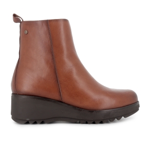 Clasico botin piel cuña ligera cremallera comoda mujer cuero