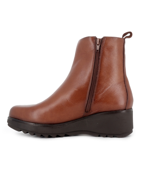 Clasico botin piel cuña ligera cremallera comoda mujer cuero