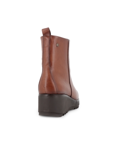 Clasico botin piel cuña ligera cremallera comoda mujer cuero