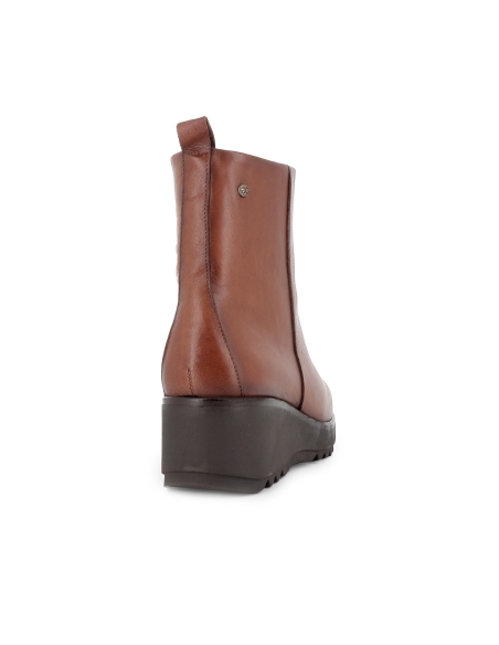 Clasico botin piel cuña ligera cremallera comoda mujer cuero