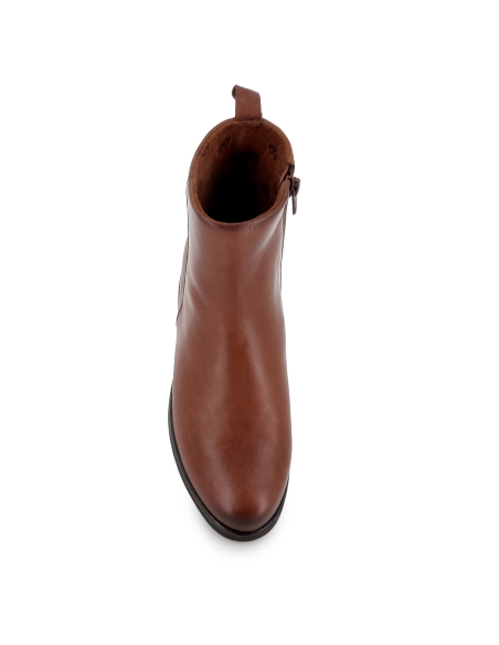 Clasico botin piel cuña ligera cremallera comoda mujer cuero