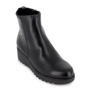 Clasico botin piel cuña ligera cremallera comoda mujer negro 2