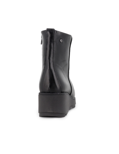 Clasico botin piel cuña ligera cremallera comoda mujer negro