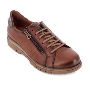 Zapato cordones piel con cremallera comodo plano mujer cuero 2