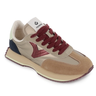 Deportivas nylon y serraje cordones suela volumen mujer dorado 2