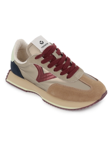 Deportivas nylon y serraje cordones suela volumen mujer dorado