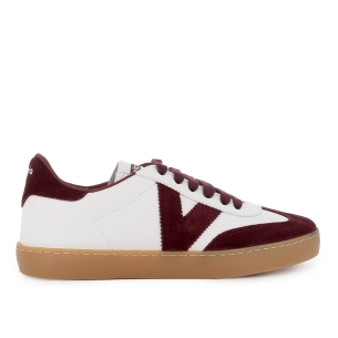 Deportivas piel y serraje contraste estilo retro mujer beige