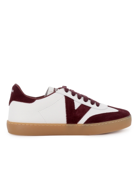 Deportivas piel y serraje contraste estilo retro mujer beige