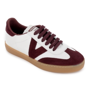 Deportivas piel y serraje contraste estilo retro mujer beige 2