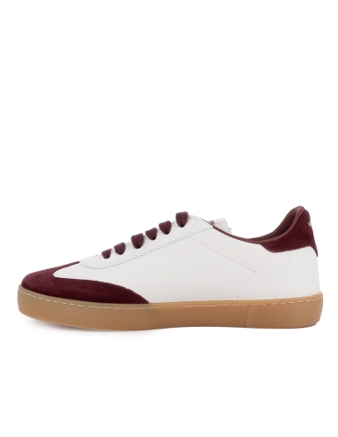 Deportivas piel y serraje contraste estilo retro mujer beige