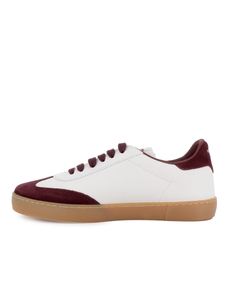 Deportivas piel y serraje contraste estilo retro mujer beige