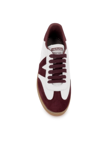 Deportivas piel y serraje contraste estilo retro mujer beige