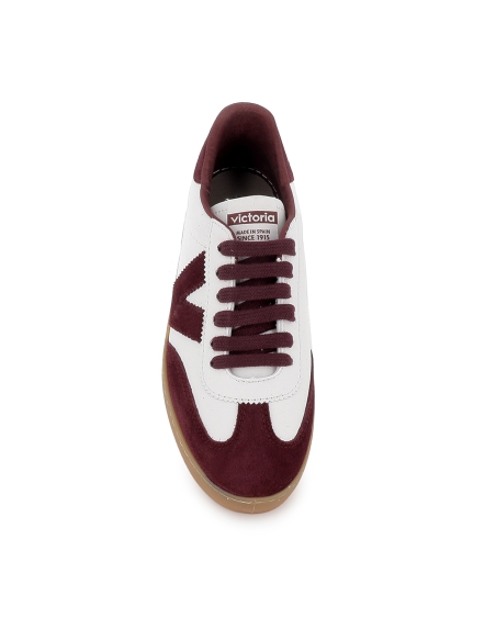 Deportivas piel y serraje contraste estilo retro mujer beige